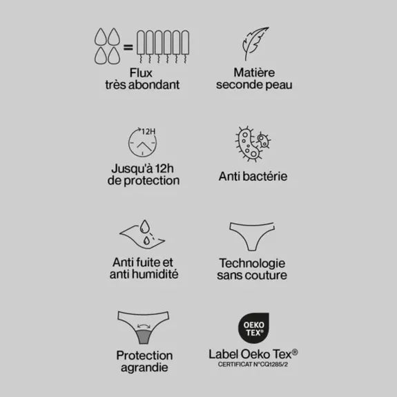 Chiloți menstruali flux foarte abundent, SMOON Hécate negri