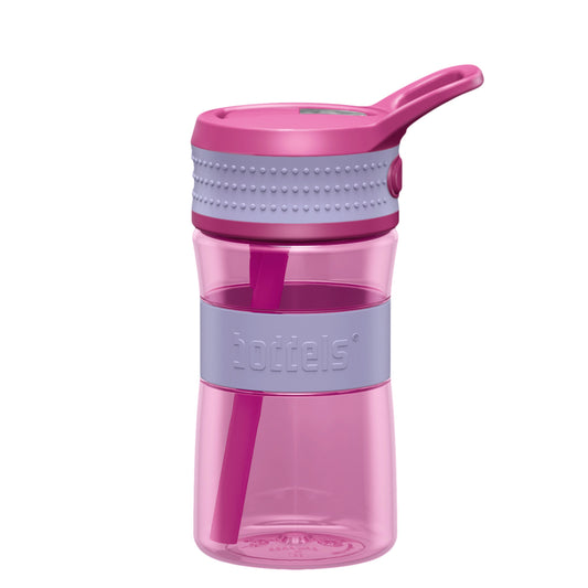 Sticlă cu pai de copii din tritan, fără BPA, 400 ml, Roz/Mov-Boddels
