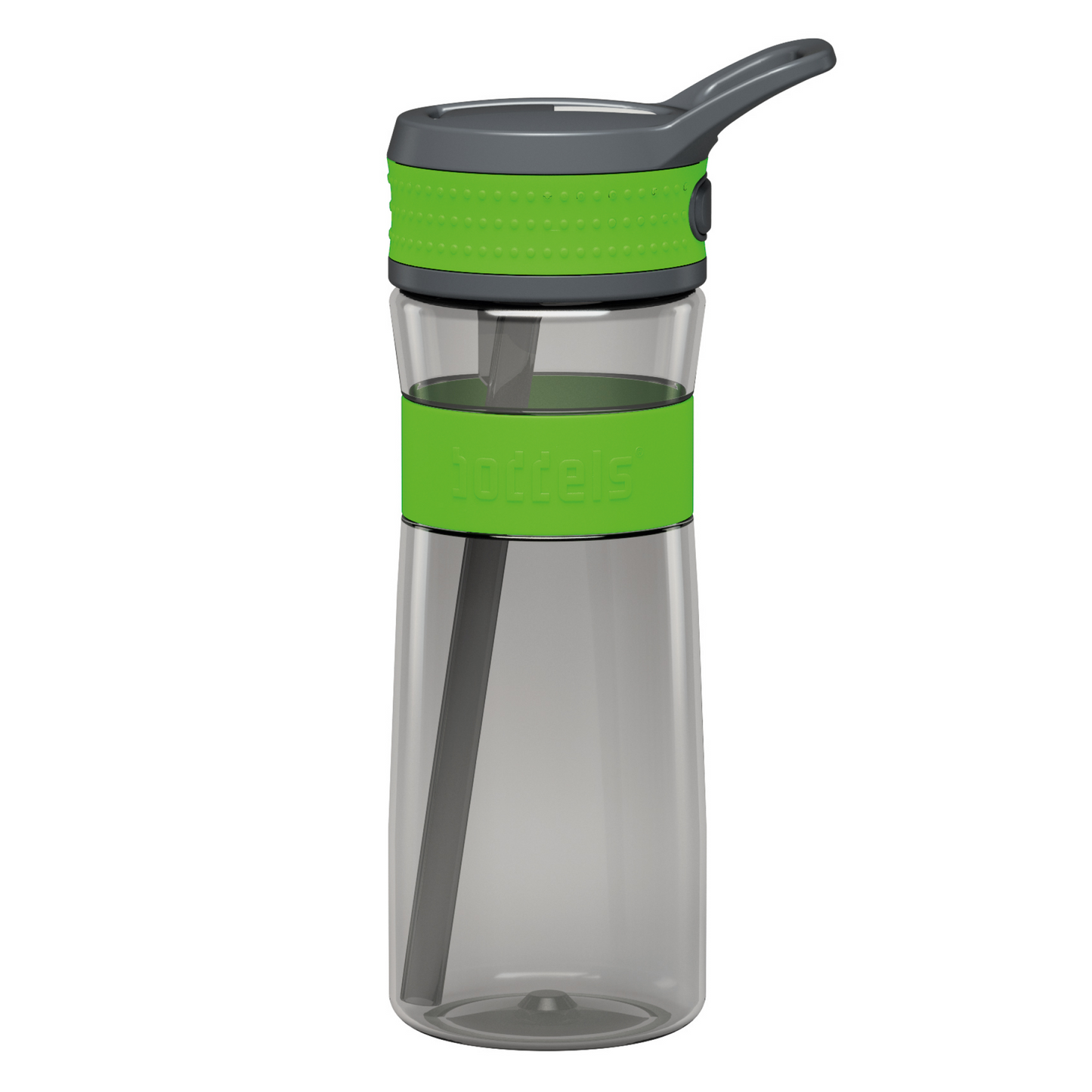 Sticlă cu pai din tritan, fără BPA, 600 ml, Verde cu Gri-Boddels