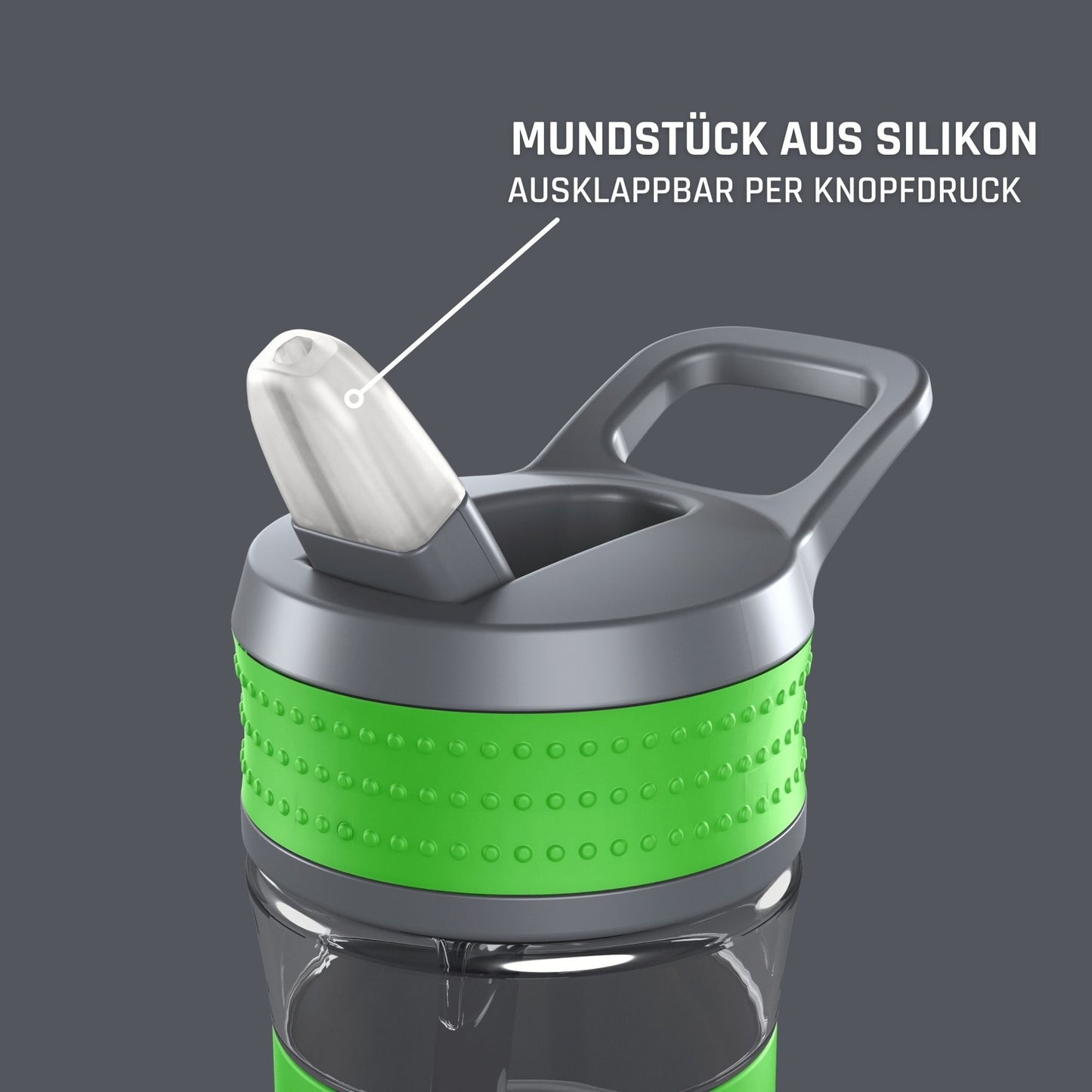 Sticlă cu pai din tritan, fără BPA, 600 ml, Verde cu Gri-Boddels