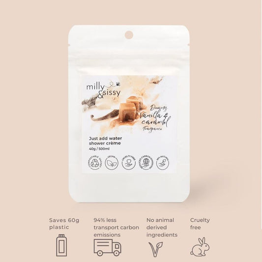 Gel de duș cremă, Zero Waste, Vanilie & Caramel - Milly&Sissy