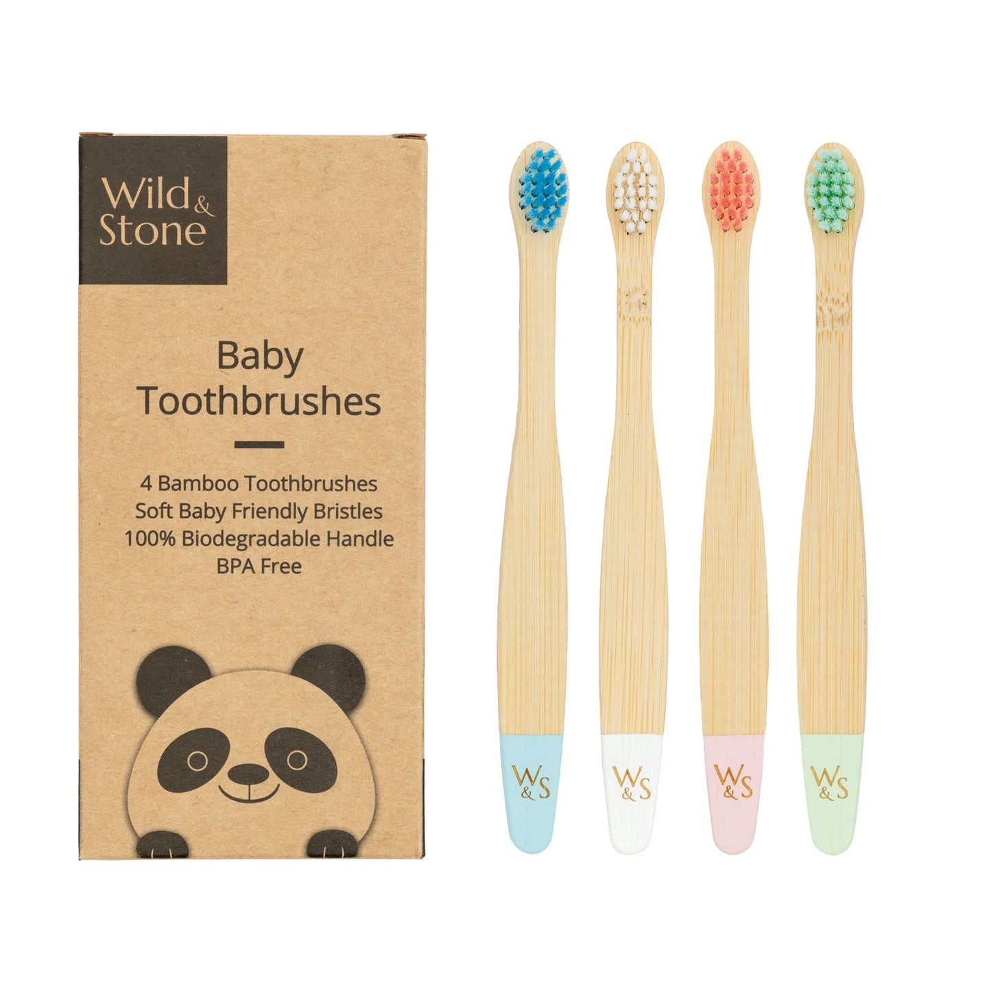 Periuță de dinți din bambus pentru bebeluși,4 buc - Wild&Stone