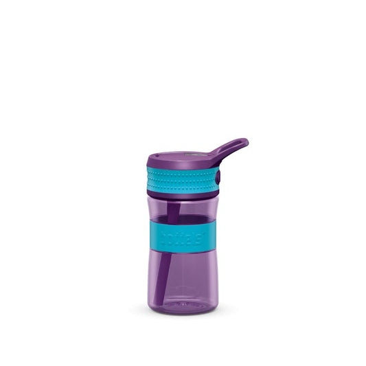 Sticlă cu pai de copii din tritan, fără BPA, 400 ml, Mov/Turcoaz-Boddels