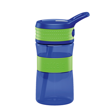 Sticlă cu pai de copii din tritan, fără BPA, 400 ml,  Verde/Albastru-Boddels